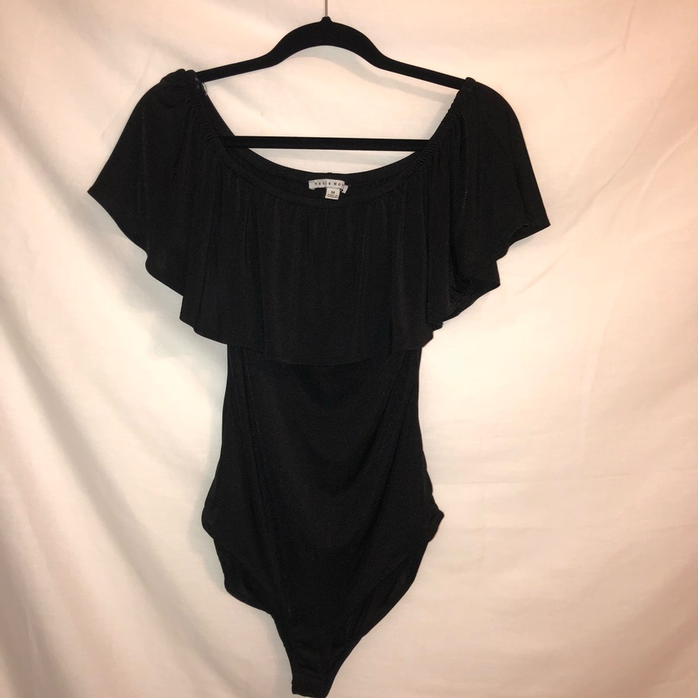 Black off the shoulder bodysuit